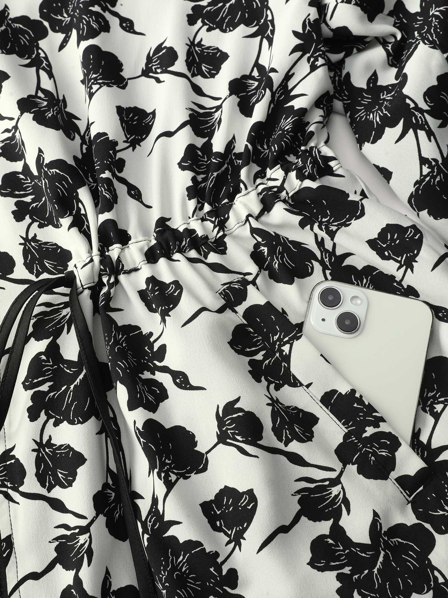 Floral Print Reversible Hooded Coat