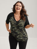 Camouflage Print Raglan Sleeve T-Shirt