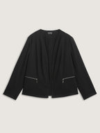 Textured Lined Zipper Pocket Blazer