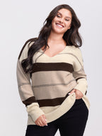 Striped Print Color Contrast Pullover