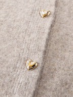 Heart Button-Down Pockets Knit Cardigan
