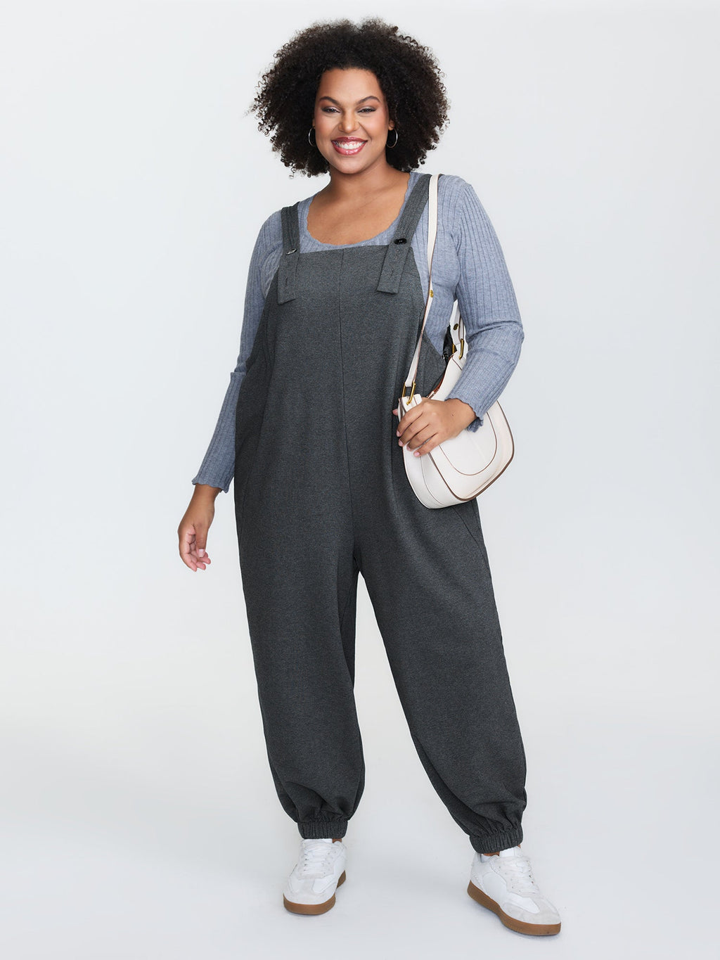 Stretchy Solid Adjustable Overall Jumpsuit
