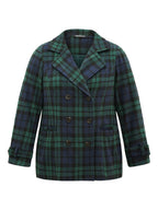Patched Pocket Plaid Double Breasted Coat