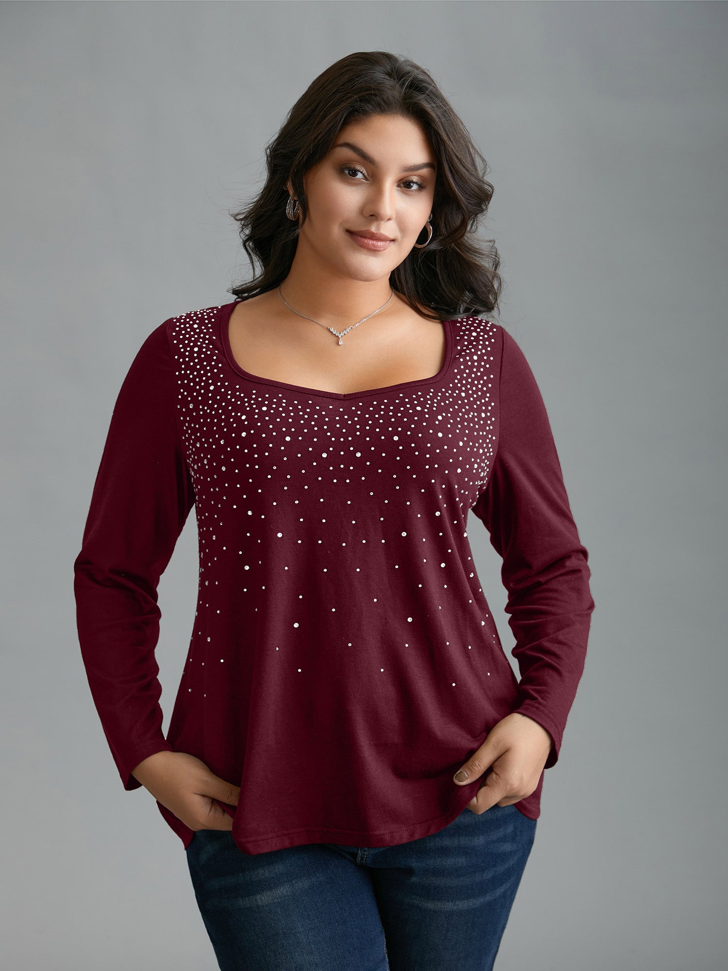 Sequin Stretchy Long Sleeve T-shirt