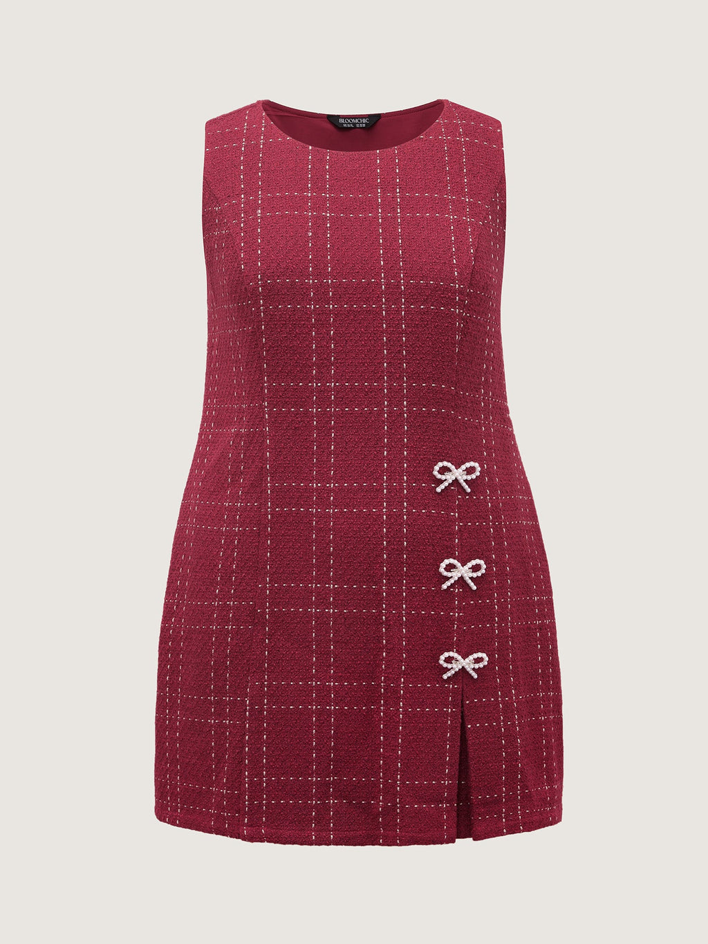 Tweed Metal Bows Knee-Length Dress