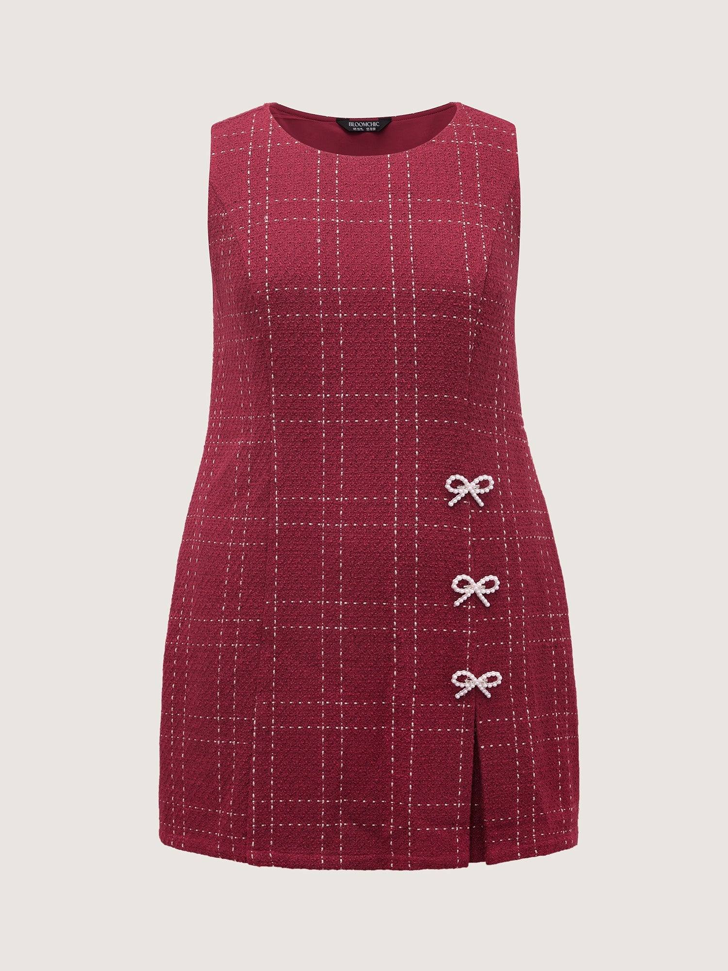 Tweed Metal Bows Knee-Length Dress