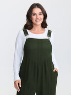 Ribbed Pockets Overall Straps Jumpsuit