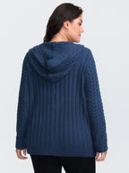 Cableknit Zipper Hooded Knit Cardigan