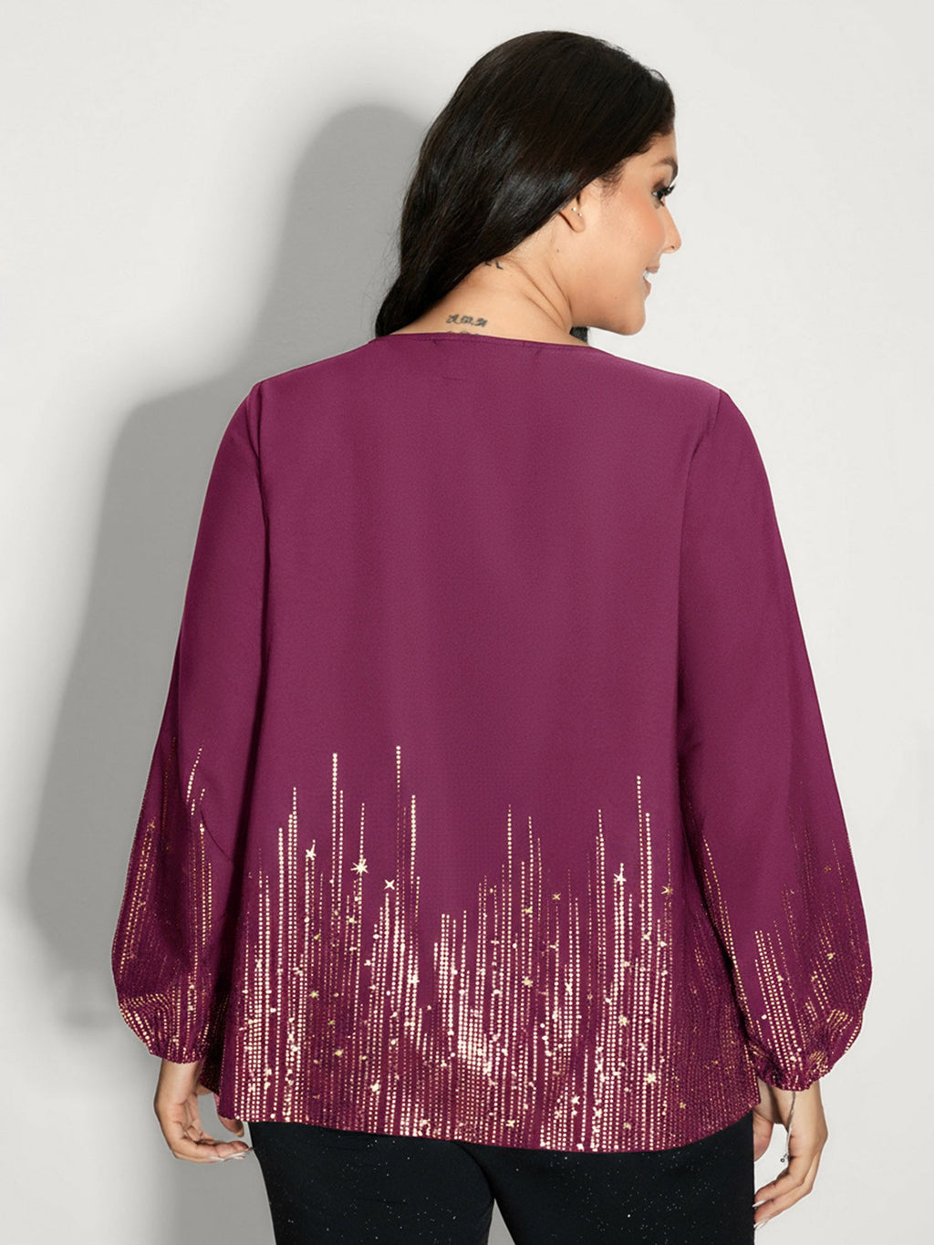 Shimmery Cut-Out Neck Blouse