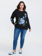 Rosy Jacquard Drop Shoulder Pullover