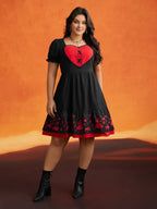 Sweet Romance Heart Motif Midi Dress