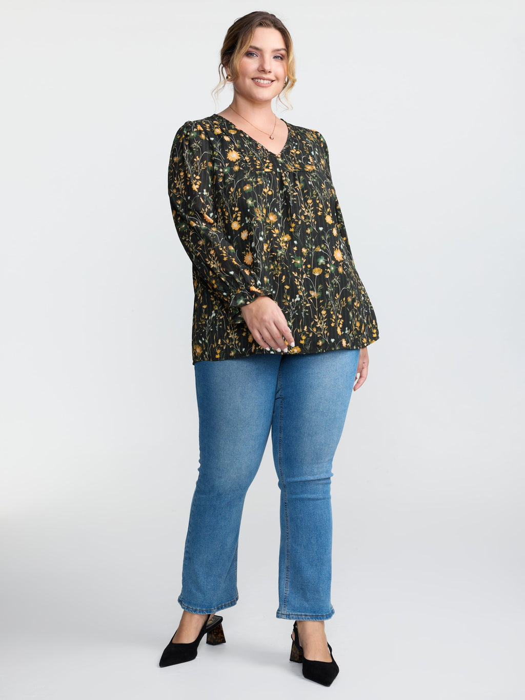 Floral Print Long Sleeve Blouse