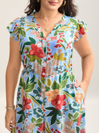 Sunkissed Floral Print Button Wide-Leg Jumpsuit