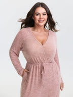 Elastic Waist Overlap Collar Lounge Jumpsuit