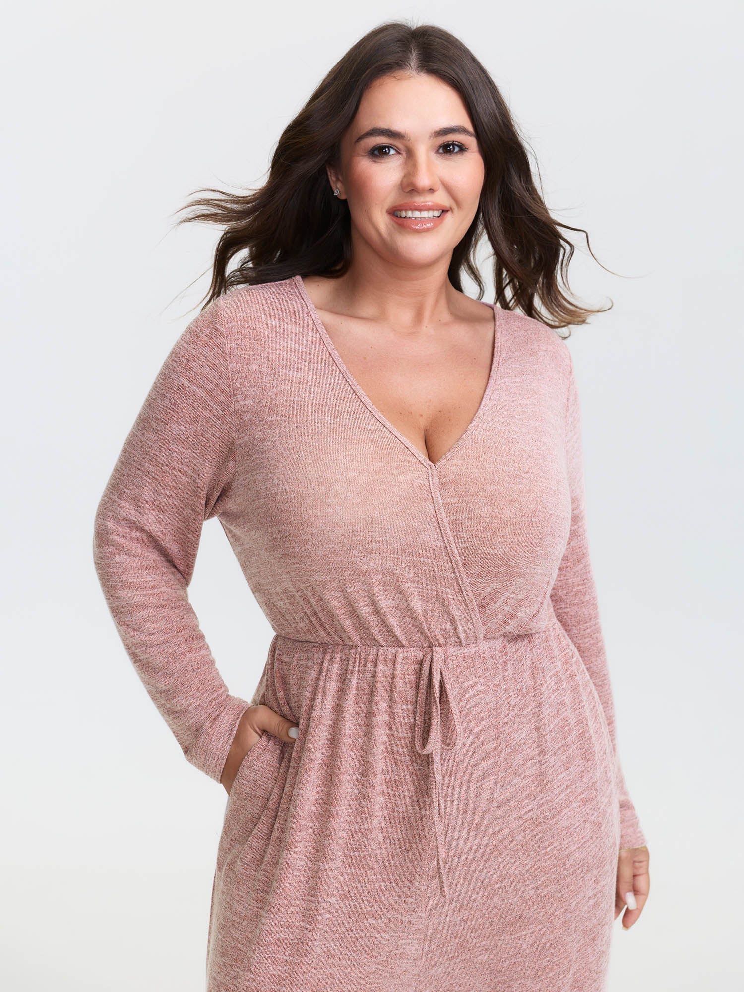 Elastic Waist Overlap Collar Lounge Jumpsuit