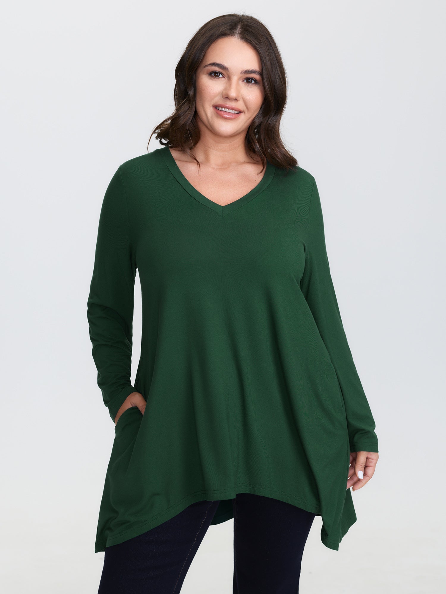 Supersoft V Neck High Low Hem T-Shirt