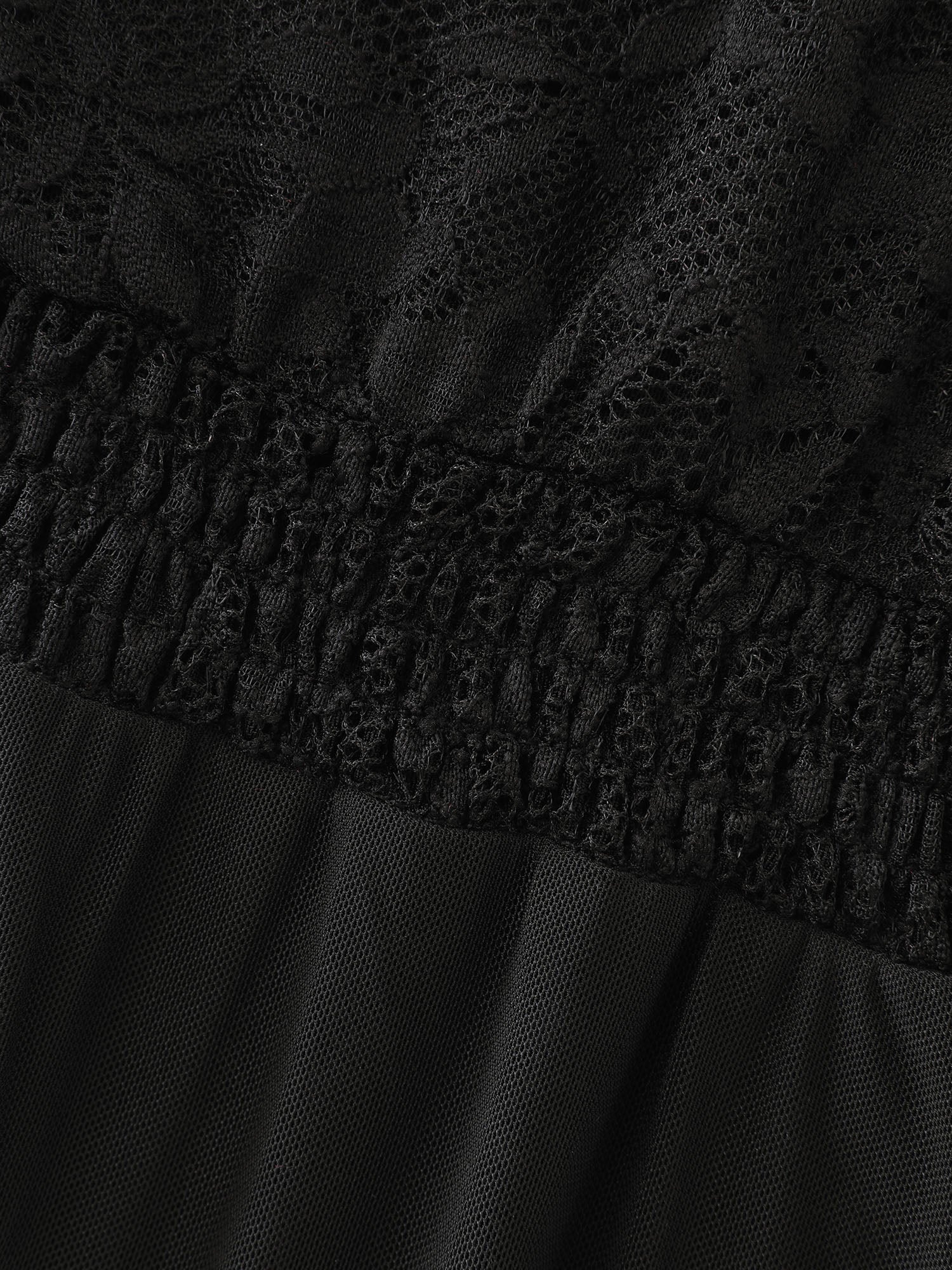 Lace Sheer Deep V-Neck Ruffled Sleep Dress