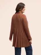 Plain Textured Kimono Collar Cardigan