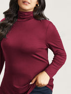 Supersoft Essentials Solid Funnel Neck Knit T-shirt