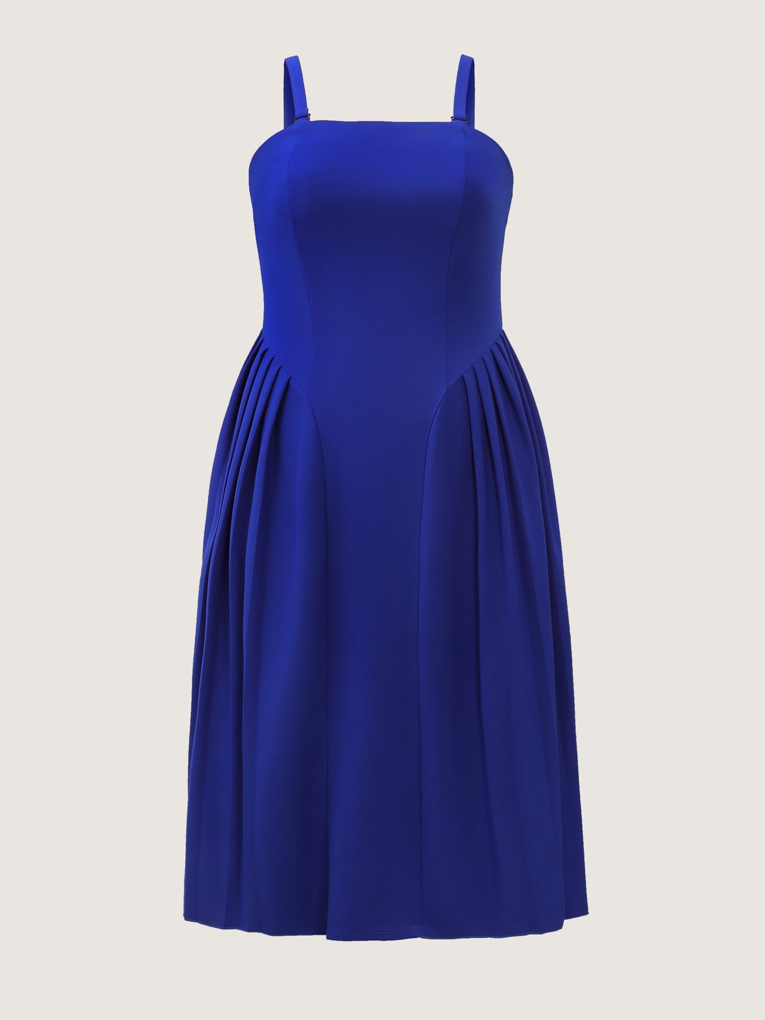 Detachable Shoulder Straps Pleated Midi Dress