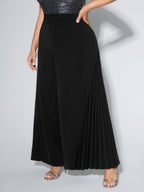Pleated Side Wide-Leg Pants