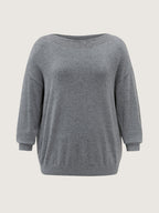 Textured Drop Shoulder Boat Neck Pullover