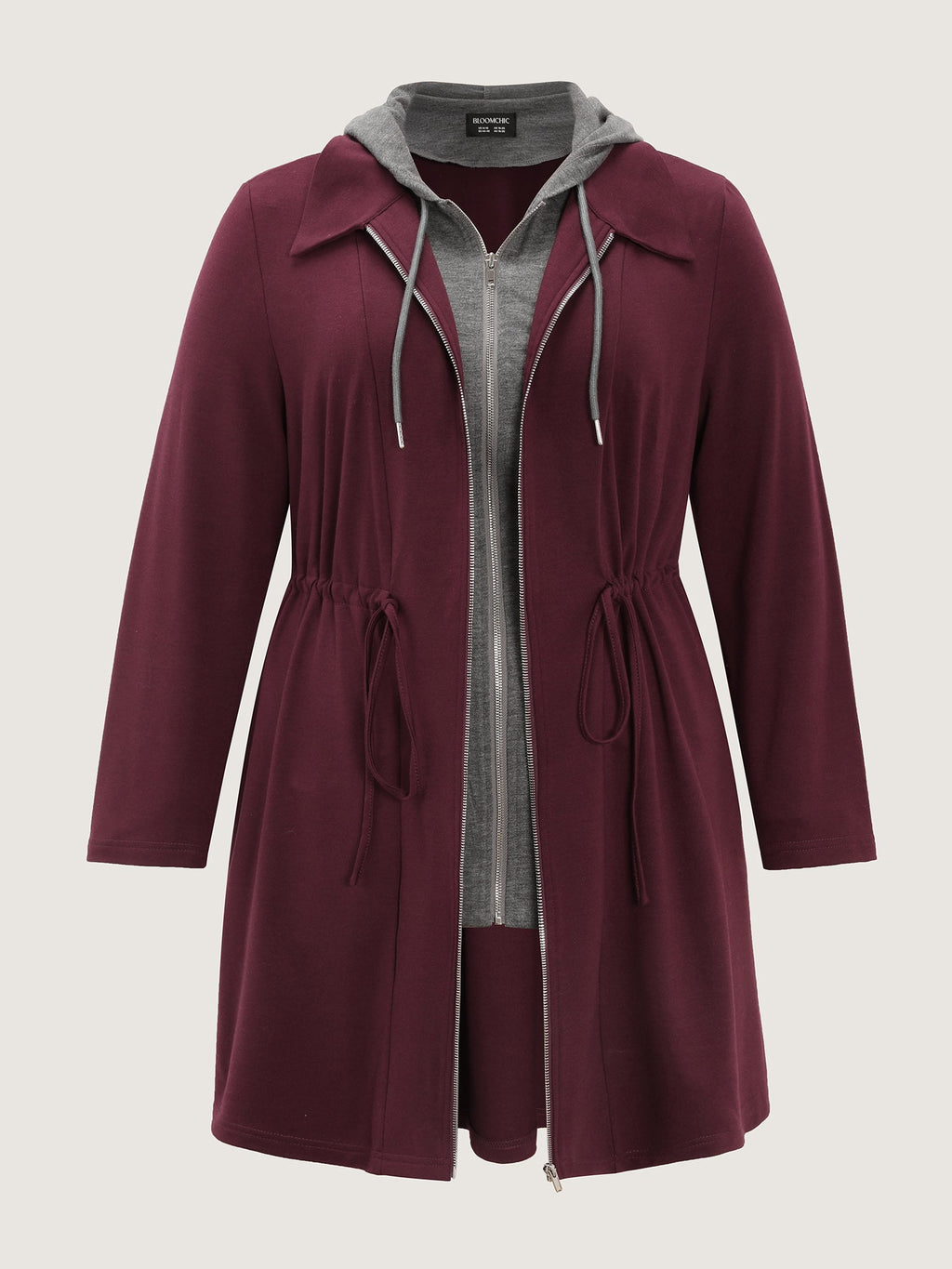 Stretchy Color Contrast Hooded Coat