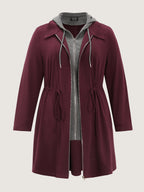 Stretchy Color Contrast Hooded Coat