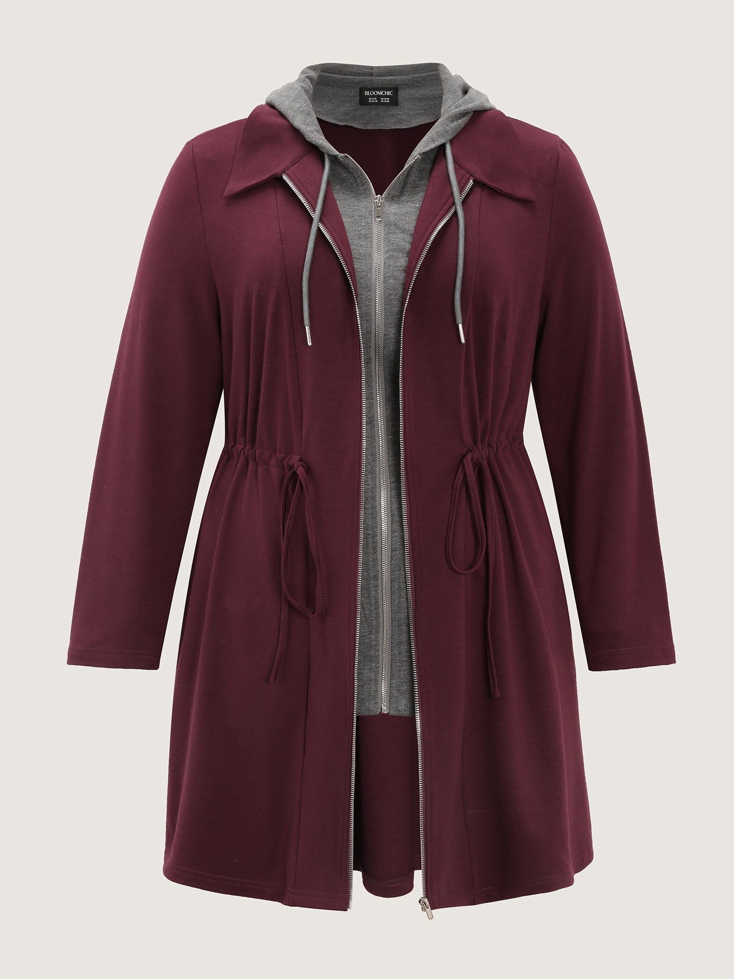 Stretchy Color Contrast Hooded Coat