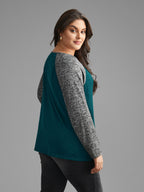 Heather Patchwork Button Detail Stretchy T-Shirt