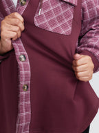 Grid Print Color Contrast Hooded Jacket