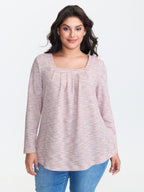 Textured Knit Pleated Neckline Top