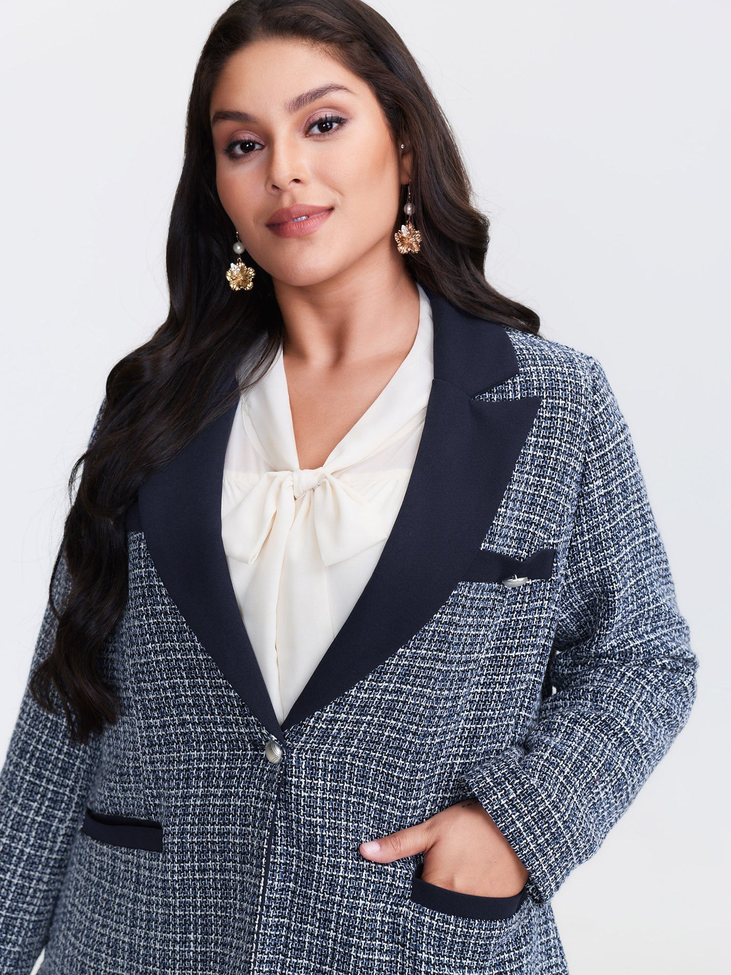 Tweed Color Contrast Blazer
