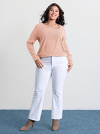 Super Stretchy Ribbed Asymmetrical Neck T-Shirt