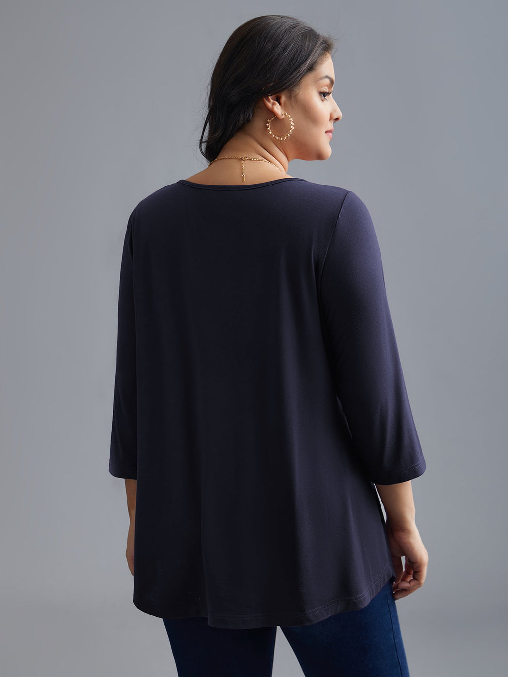 Asymmetrical Hem Overlap Long T-shirt