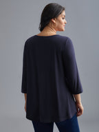 Asymmetrical Hem Overlap Long T-shirt