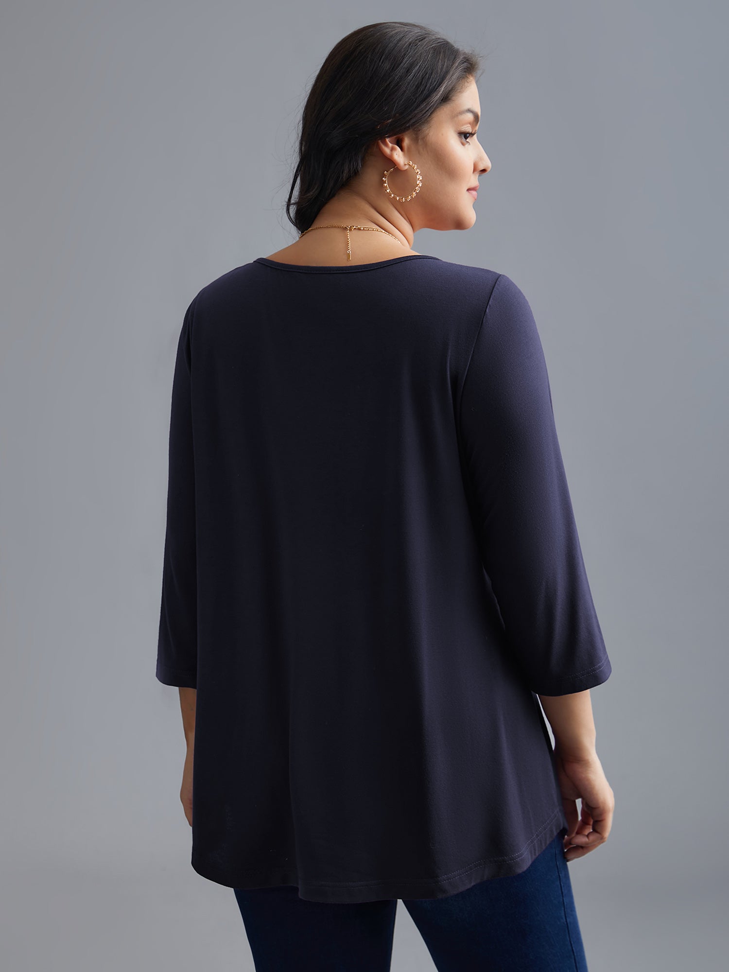 Asymmetrical Hem Overlap Long T-shirt