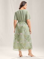 Floral Print Spliced Pockets Maxi Dress