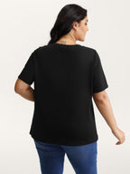 Stretchy Solid Crew Neck T-Shirt