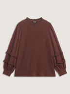 Cozy Ruffled Edge Tiered Sleeve Knit Top