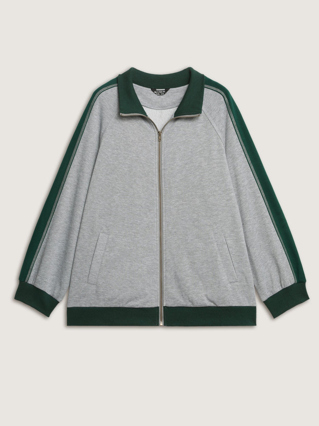 Color Contrast Zipper Pockets Jacket