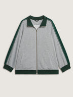 Color Contrast Zipper Pockets Jacket