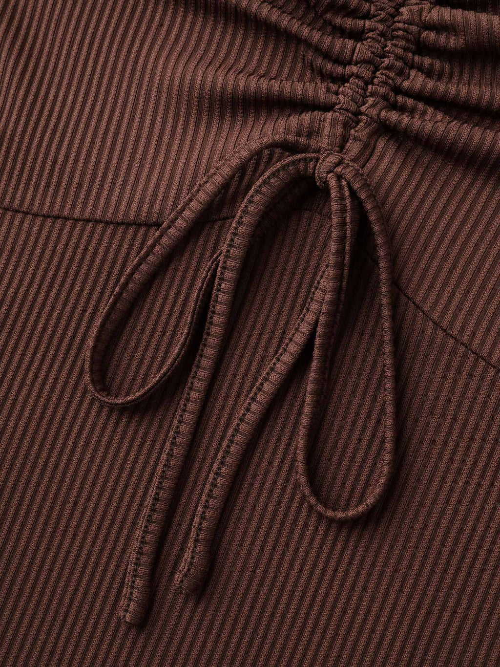 Ribbed Adjustable Drawstring Bodice Flared T-Shirt