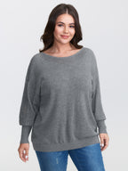 Textured Drop Shoulder Boat Neck Pullover