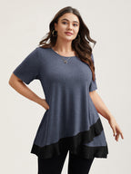 Color Contrast Overlap Hem Flared Top