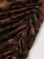 Leopard Print Ruched Sleeveless Dress