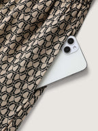 Geometric Print Waist-Cinched Tiered Midi Dress