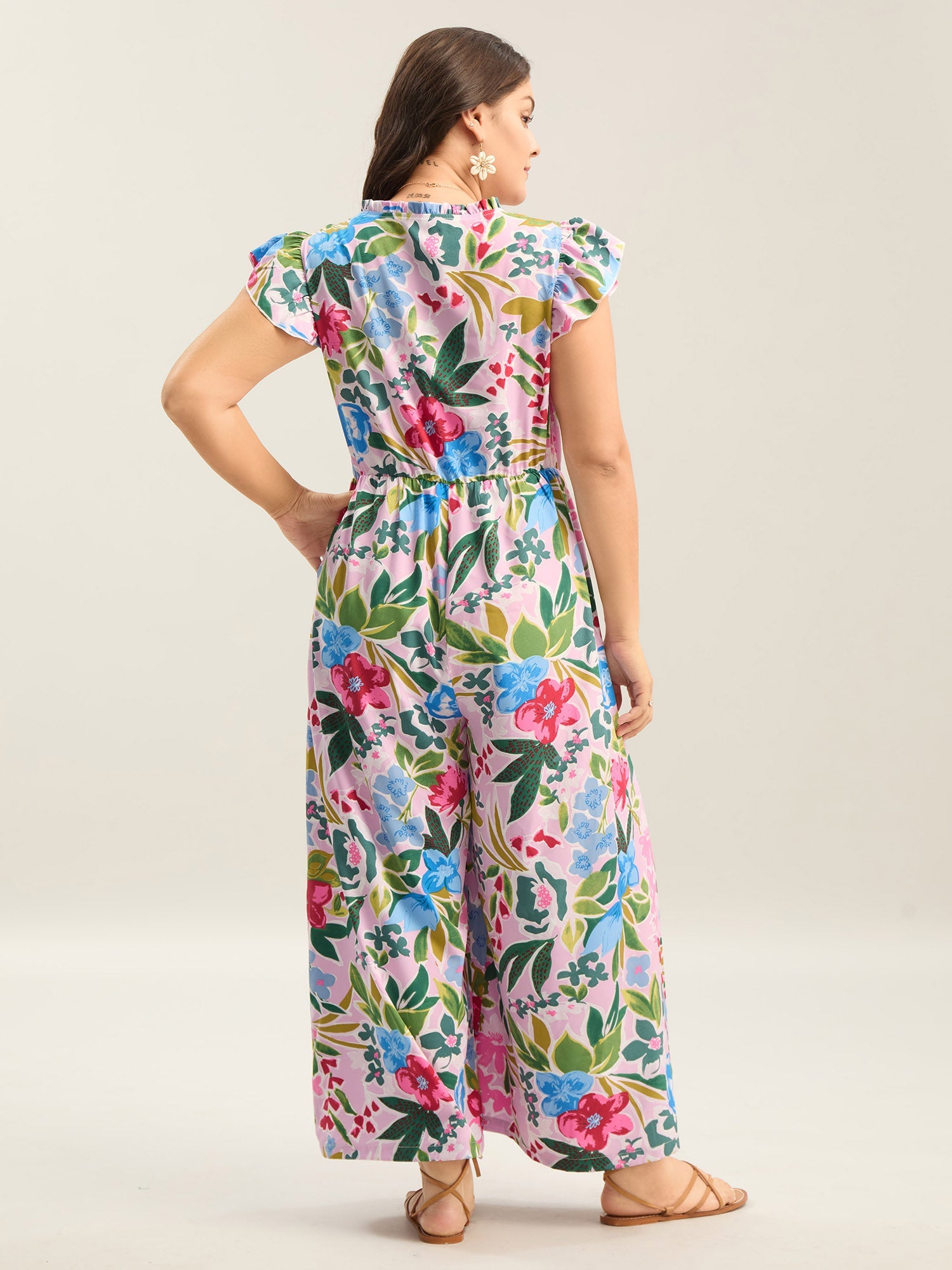 Sunkissed Floral Print Button Wide-Leg Jumpsuit