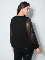 Shimmery Sleeve Knotted Hem Blouse
