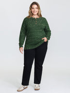 Heather Textured Button Neck Pullover